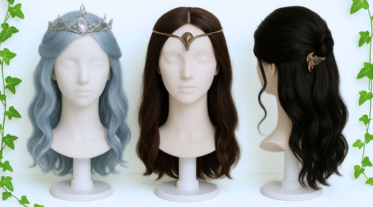 3 mannequins with elven fairy hair accessories