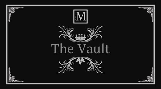 Black background with gray border with text "The Vault"