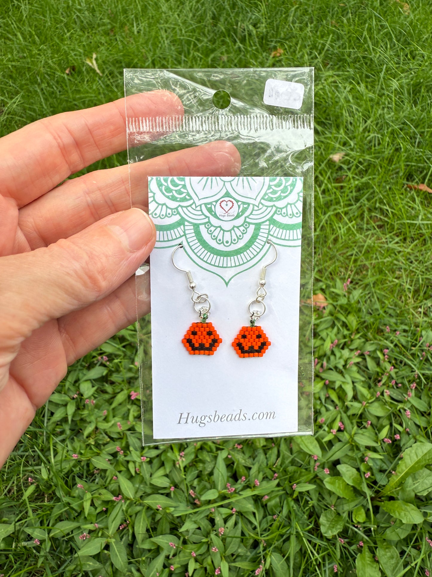 Jack O Lantern Seed Bead Earrings