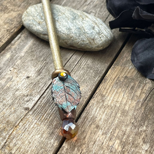 Autumn Leaf  Crystal Hair Stick