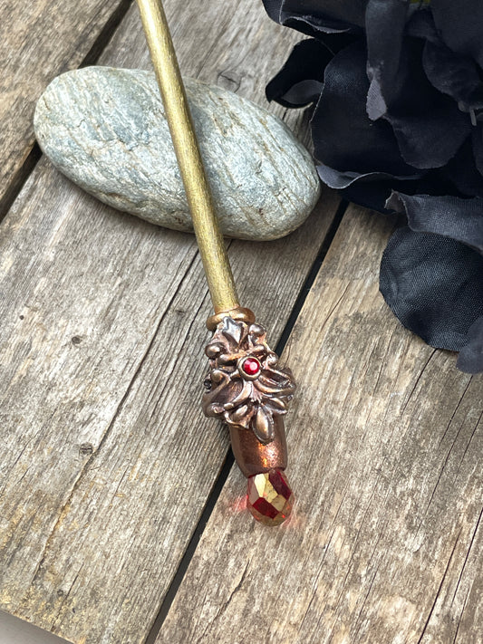 Baroque Red Crystal Hair Stick