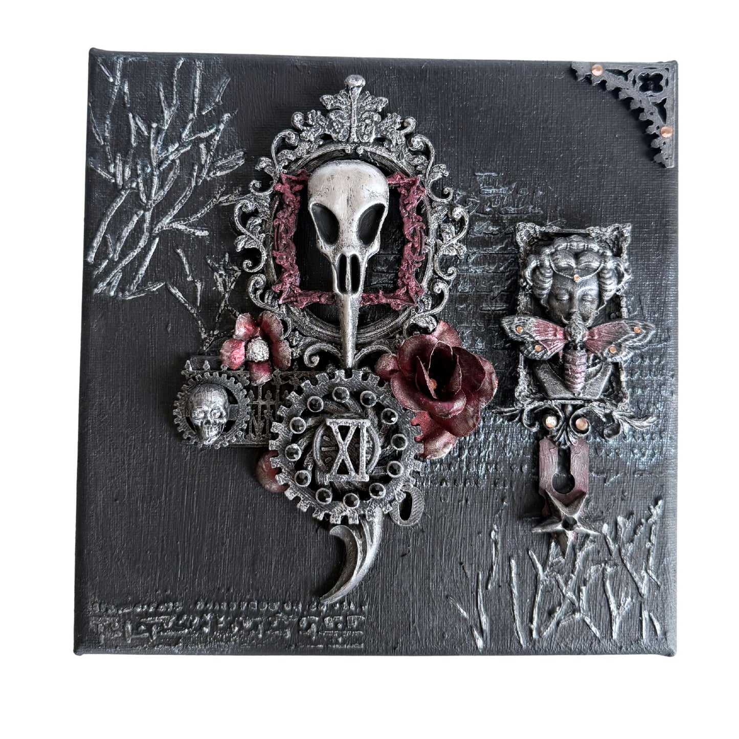 Dark Gothic Art | Keeper of Secrets | Mixed Media Canvas