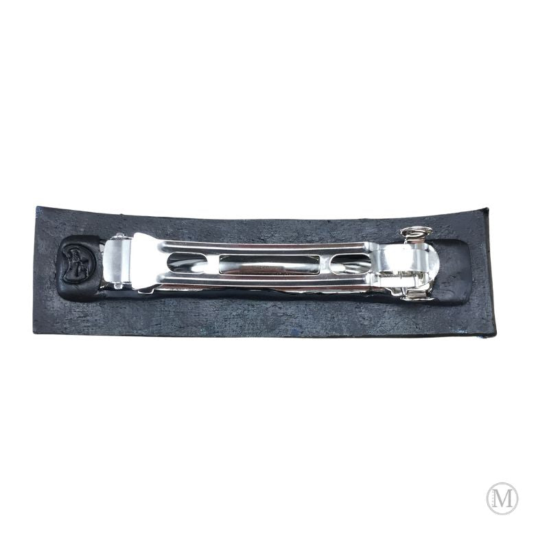 Back of handmade hair barrette with 3 inch metal clip.