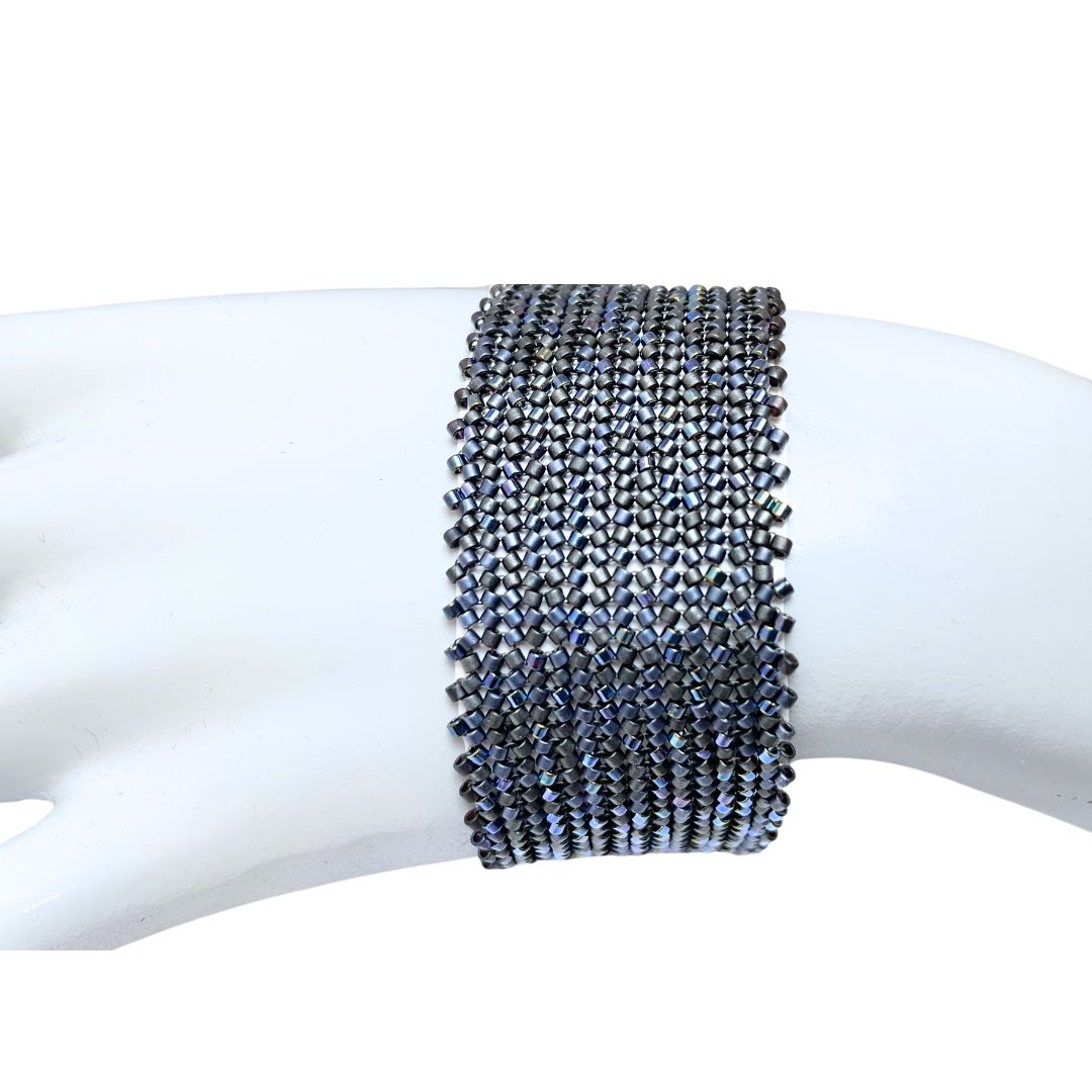 seed bead cuff braclet on model