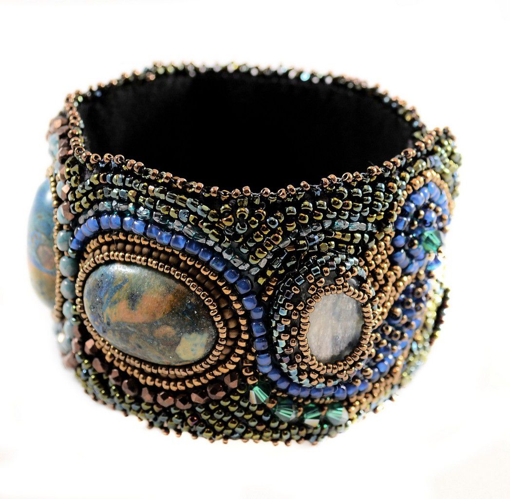 Statement Bead Embroidered Cuff Bracelet