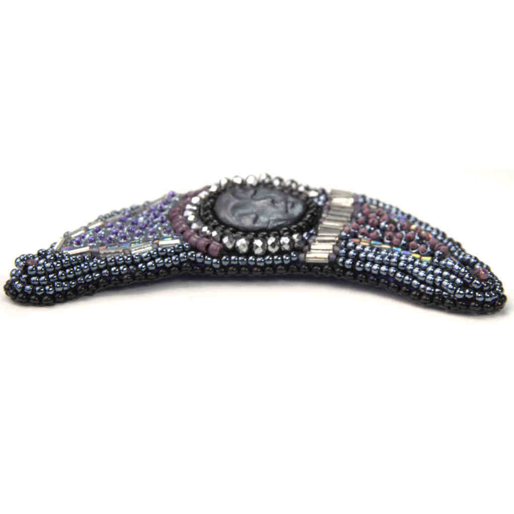 beaded moon shawl brooch pin art
