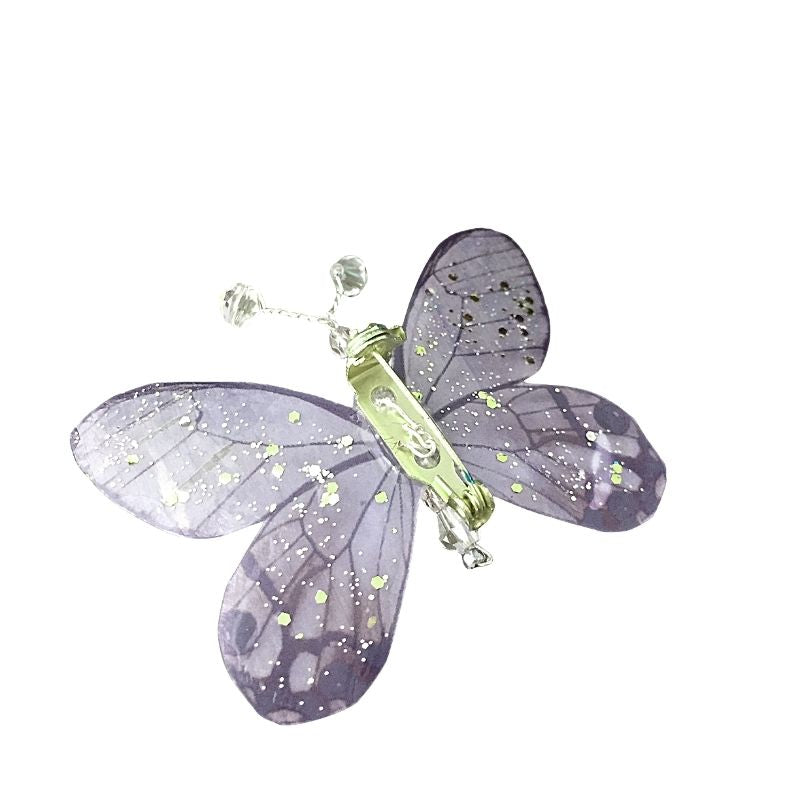 Back of butterfly shawl pin with 1 inch gold bar pin.