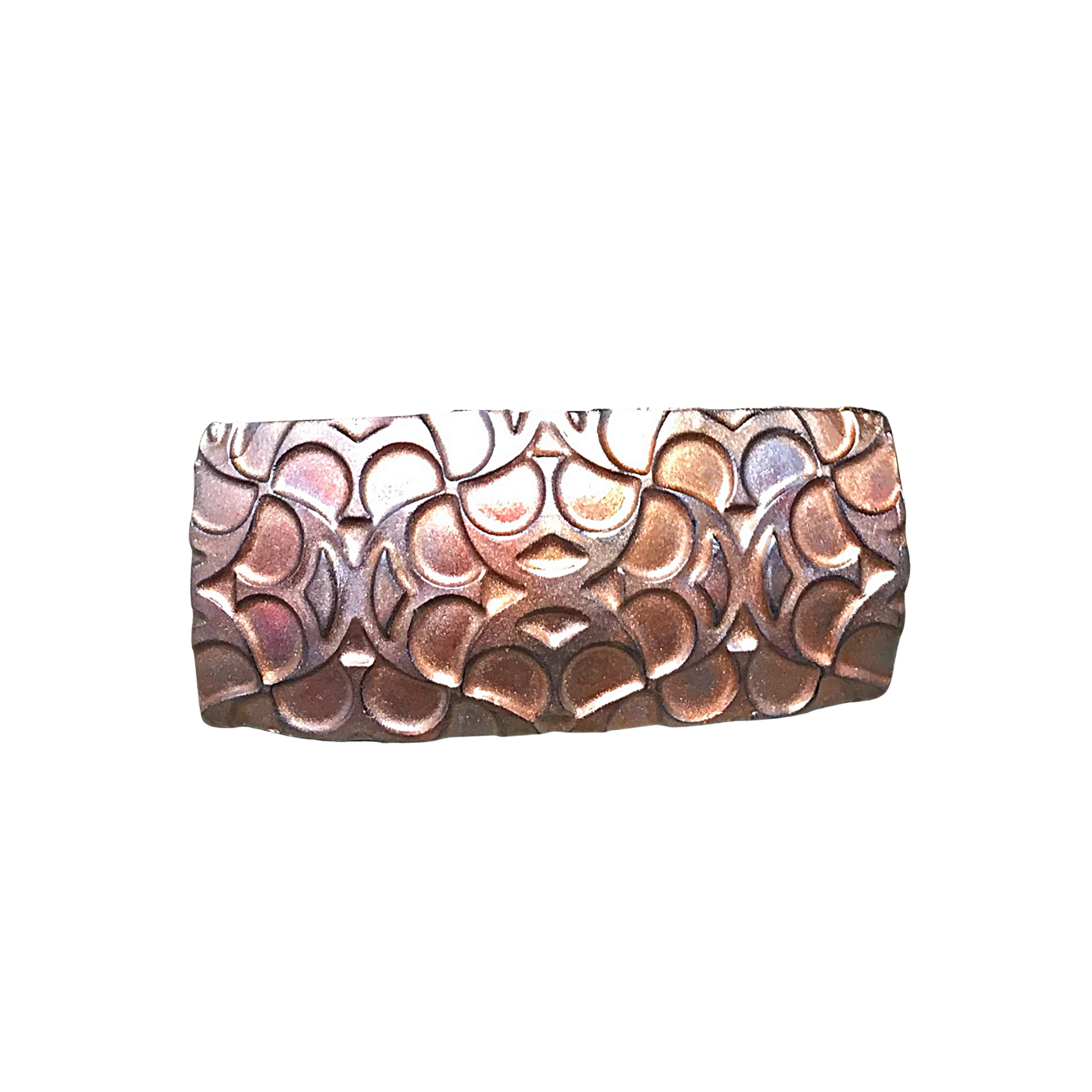 Dragon scale hair barrette in gold, bronze and silver.
