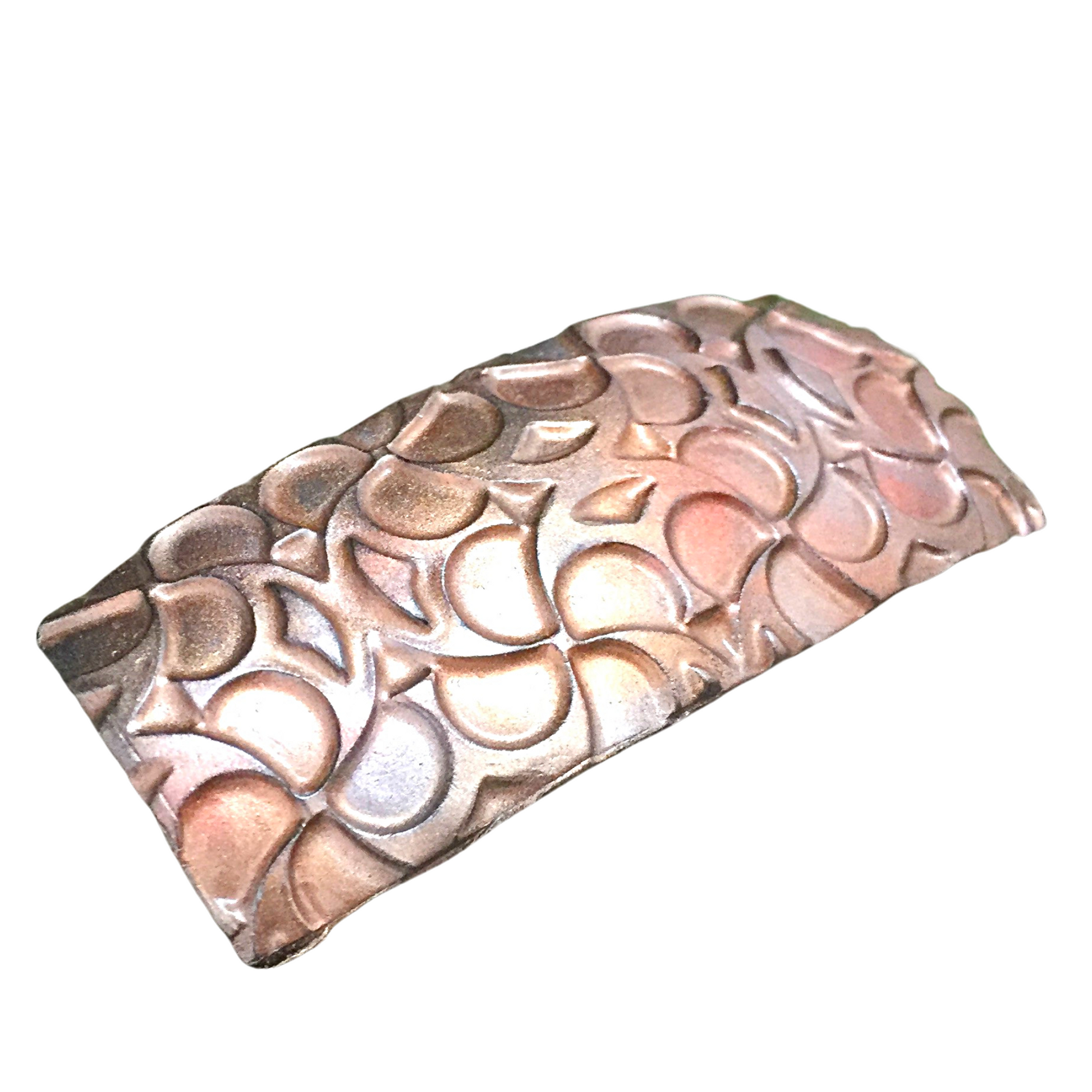 Dragon scale hair barrette in gold, bronze and silver.