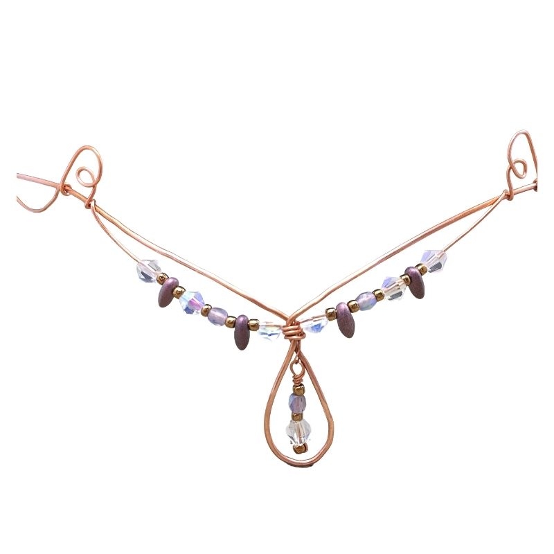 Teardrop crystal forehead tiara copper crystal diadem.