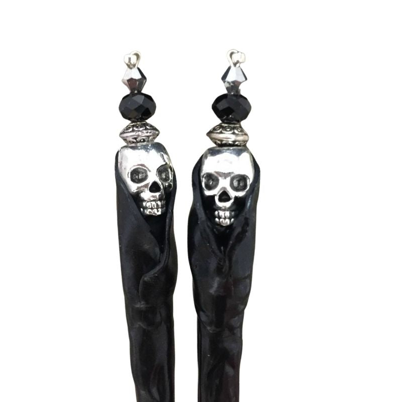 grim reaper hair sticks with crystal crown