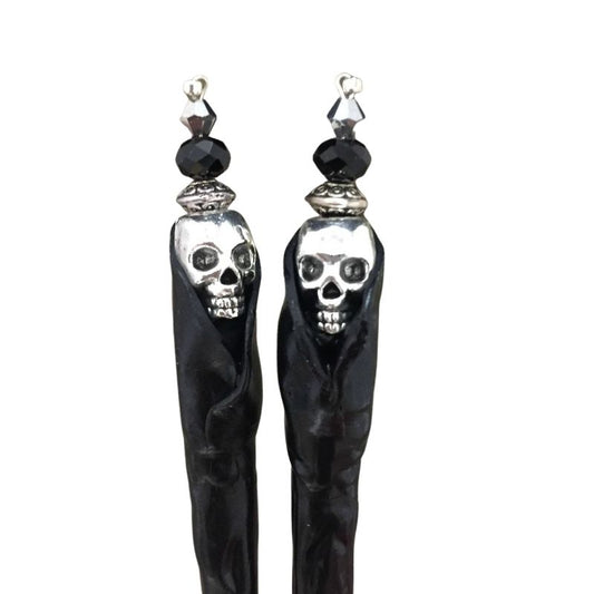 grim reaper hair sticks with crystal crown