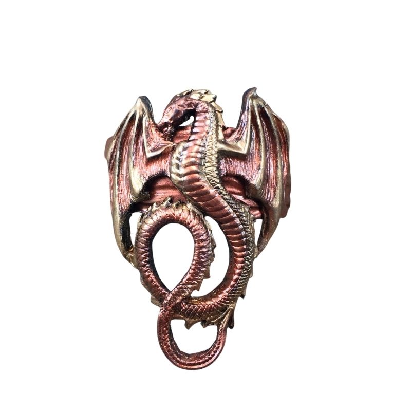 Copper and gold dragon mens hair barrette