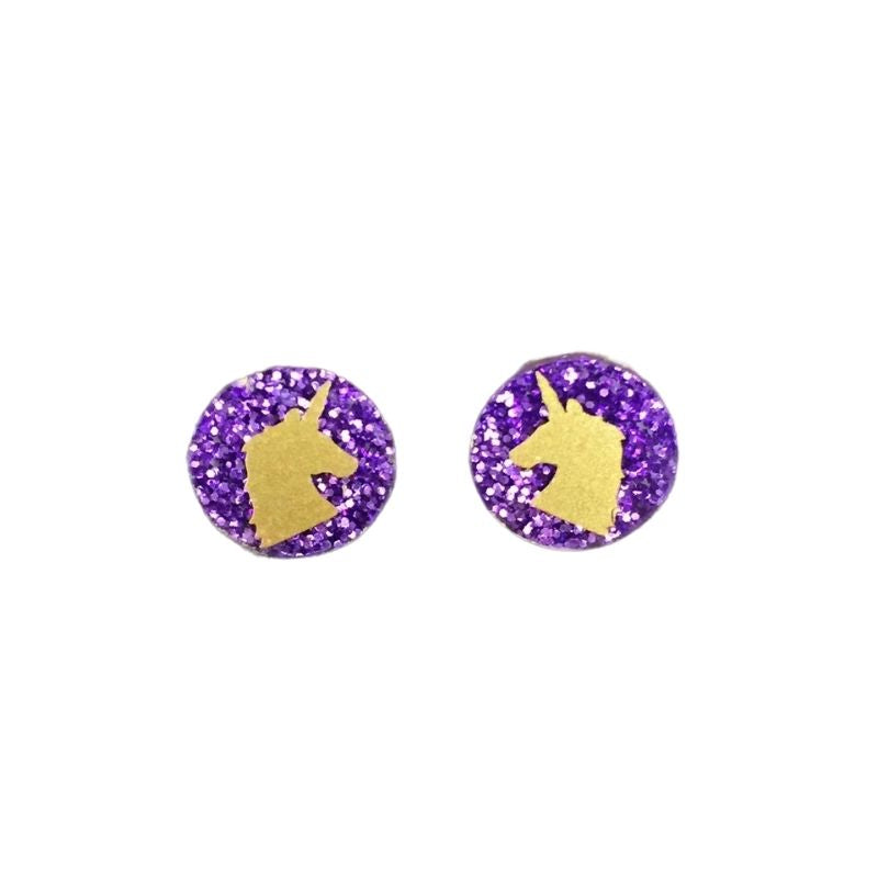Purple unicorn earrings