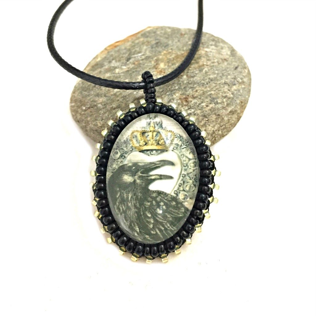 Crow with Crown Necklace