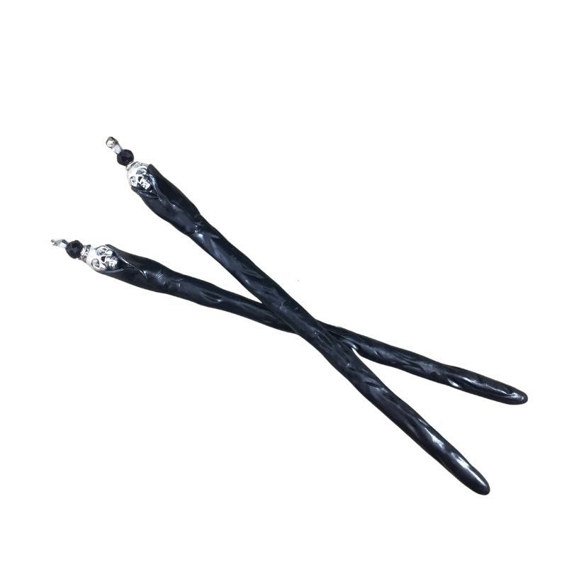 gothic skull hair wands with skulls and crystals