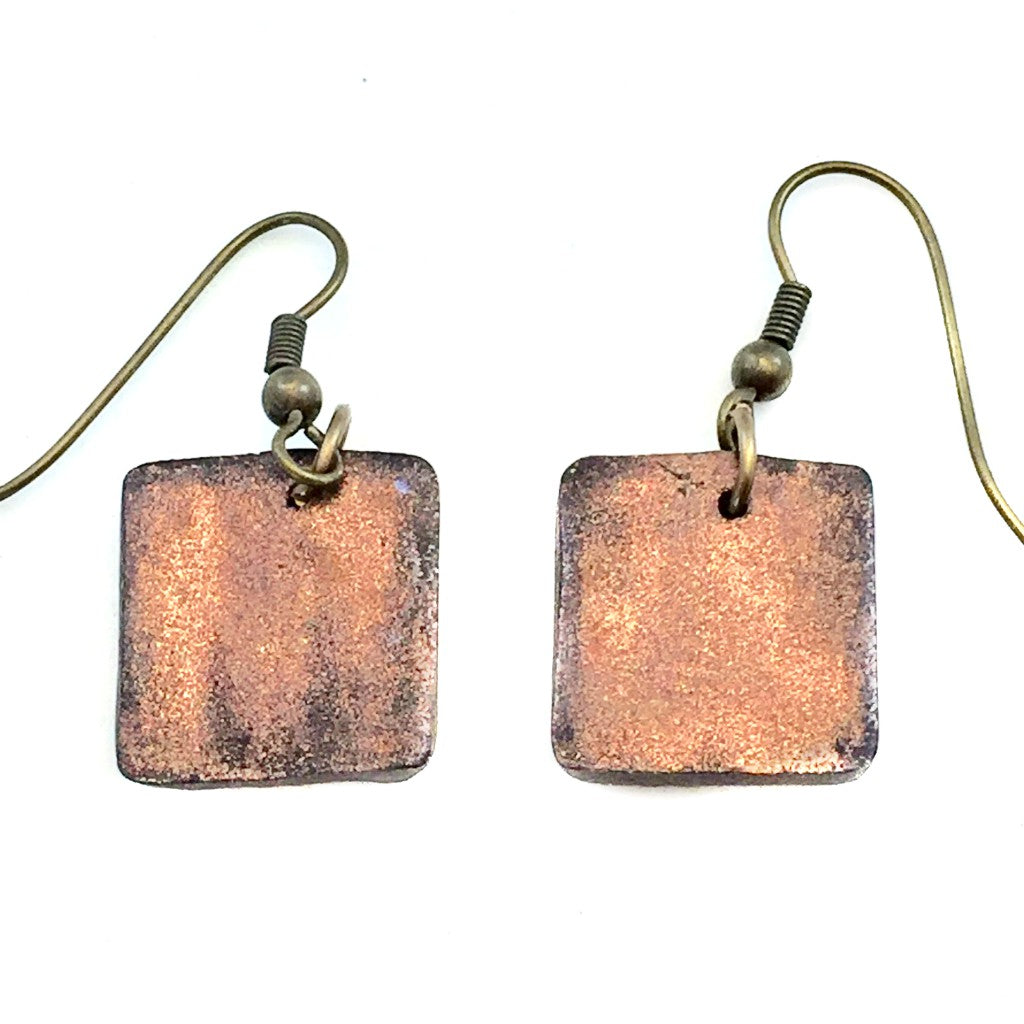 Back of textured square dangle earrings