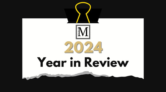 A graphic on a black and white background with a year in review 2024