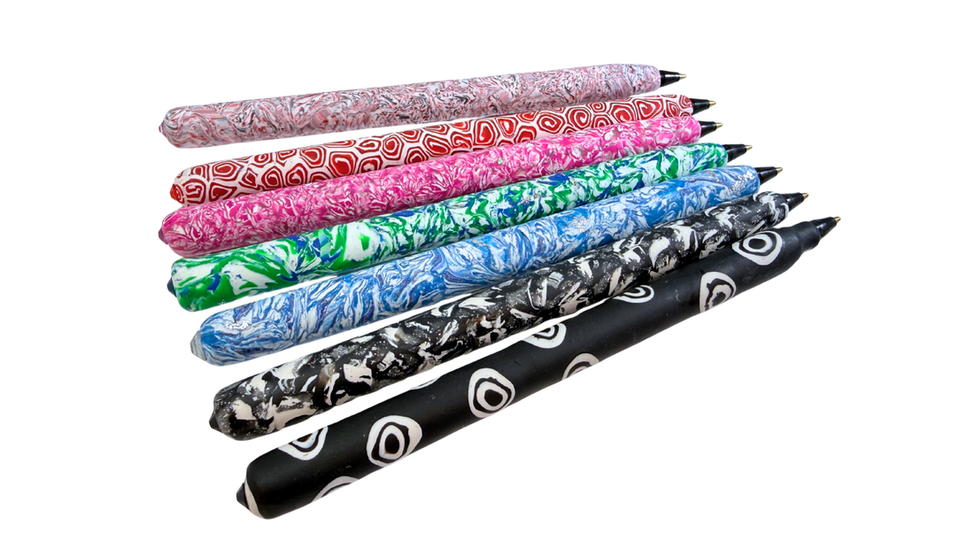 diy polymer clay craft pens lay flat on a white background