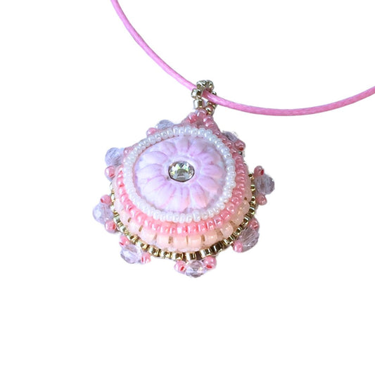 Beaded Pink Flower Necklace