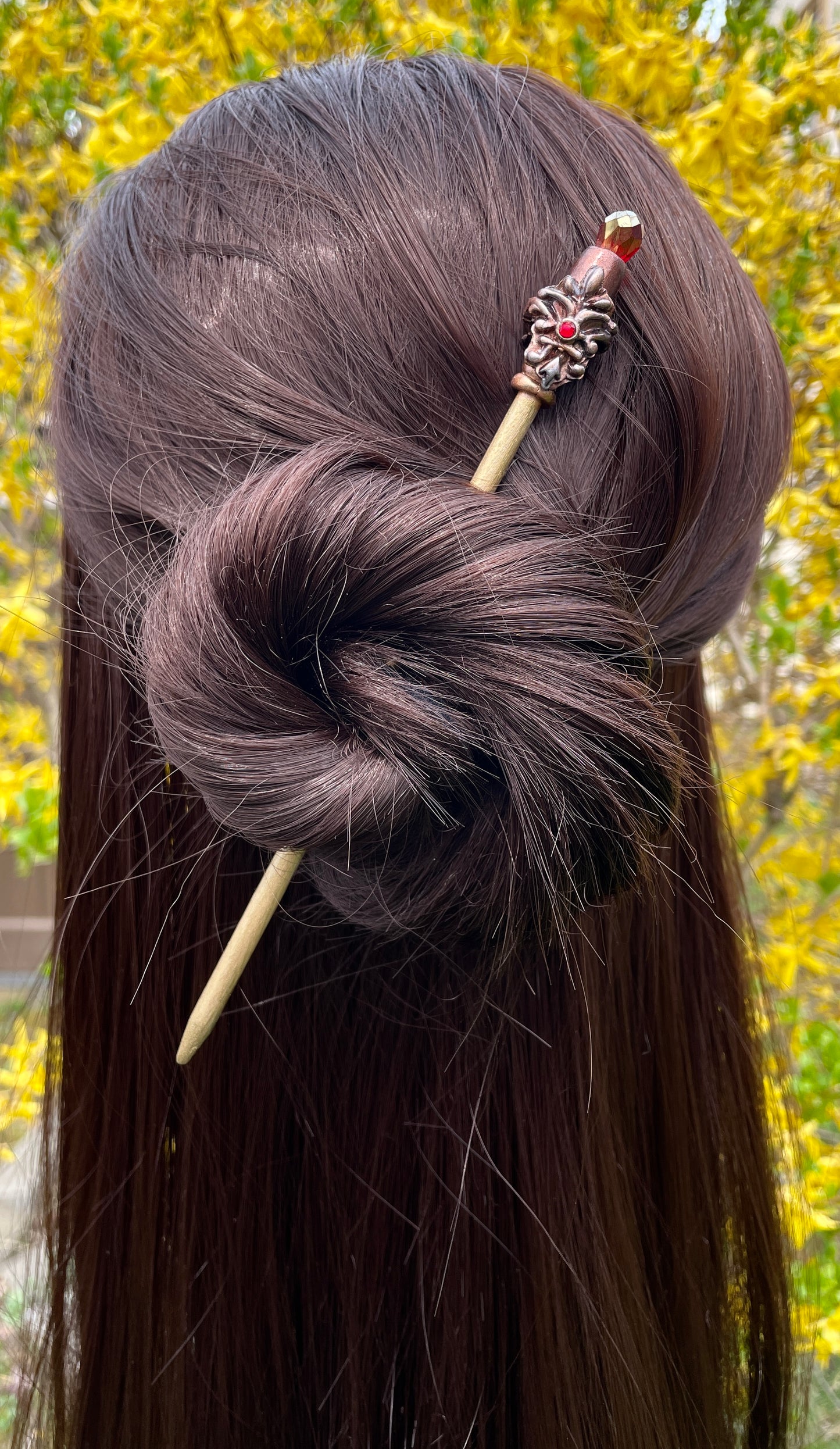 Baroque Red Crystal Hair Stick
