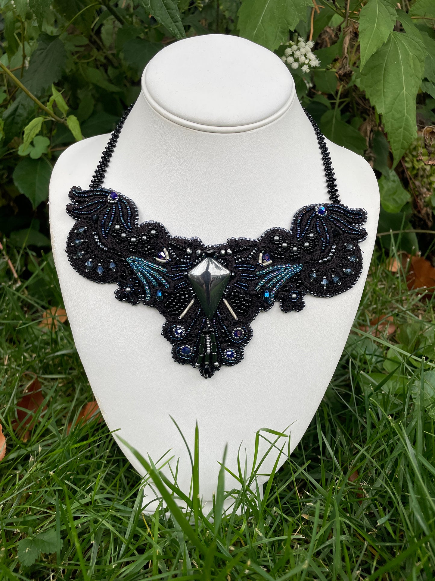 Bead Embroidered Gothic Lace Choker