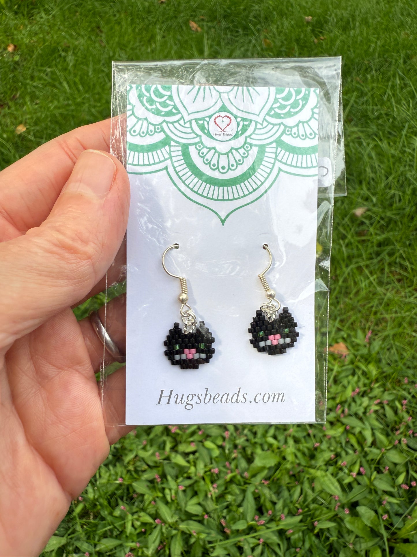 Black Cat Beaded earrings