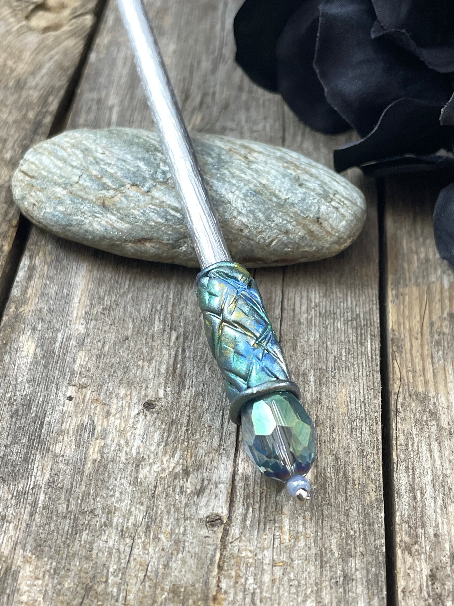 Green Harlequin Hair Stick