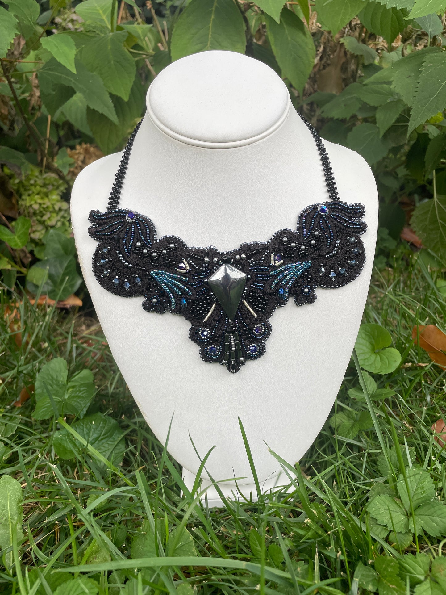 Bead Embroidered Gothic Lace Choker