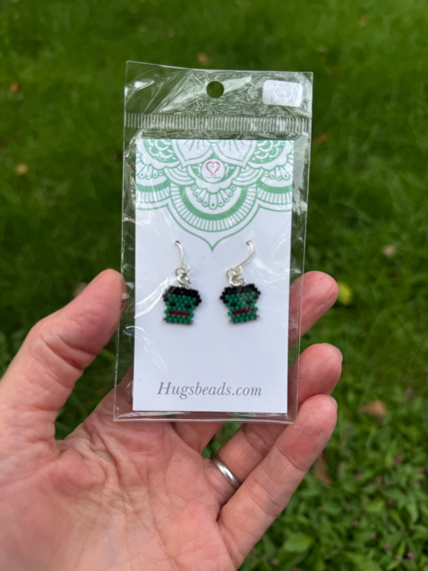 Green Monster Beaded Earrings