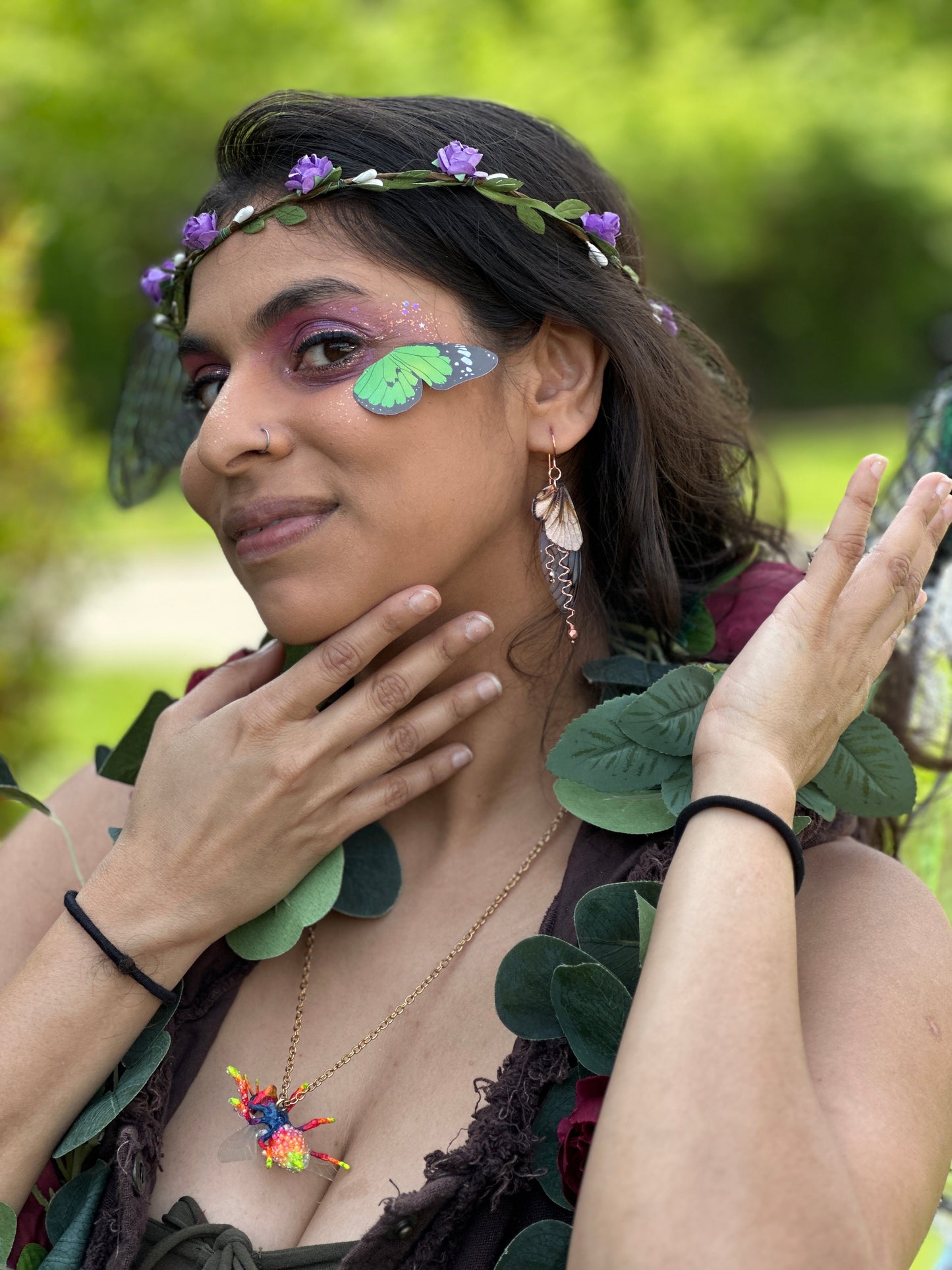 Tara wearing fairy grunge earrings