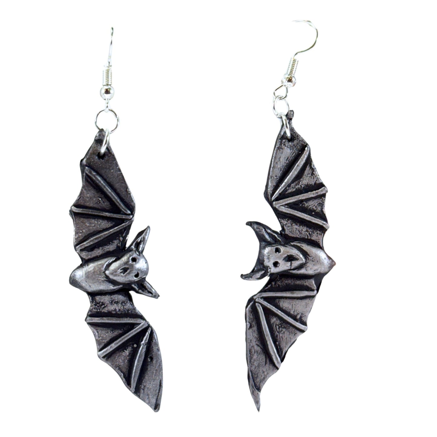 Bat Earrings - Black Gothic Halloween Dangle Earrings