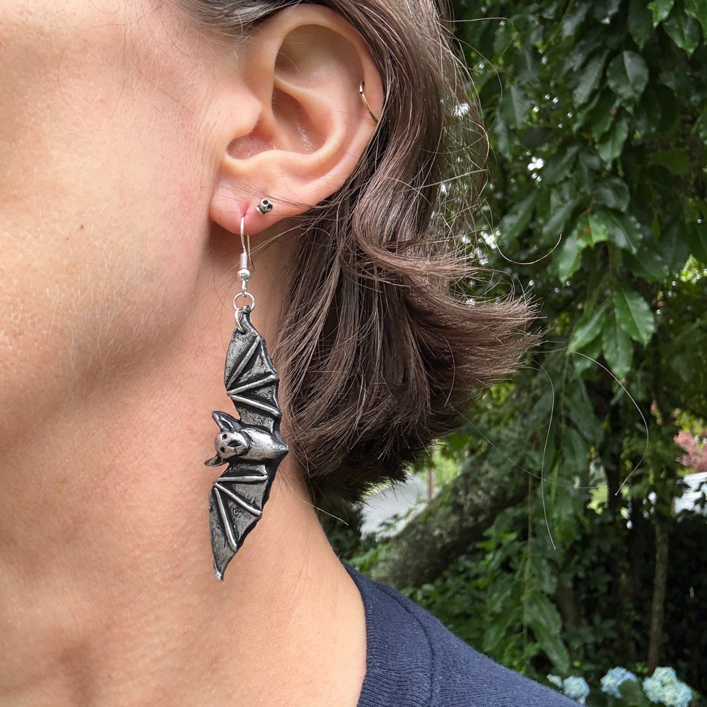 Bat Earrings - Black Gothic Halloween Dangle Earrings