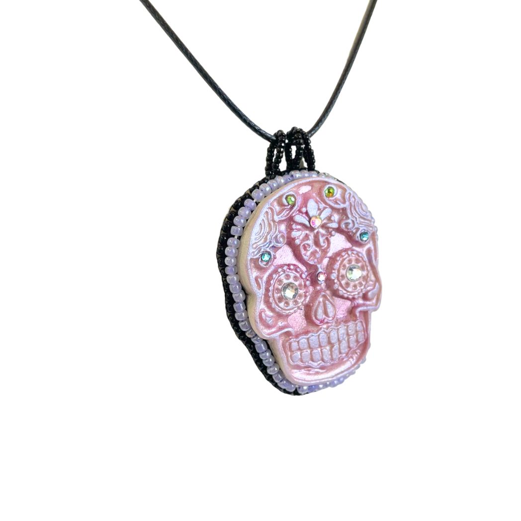 Pink Sugar Skull Necklace