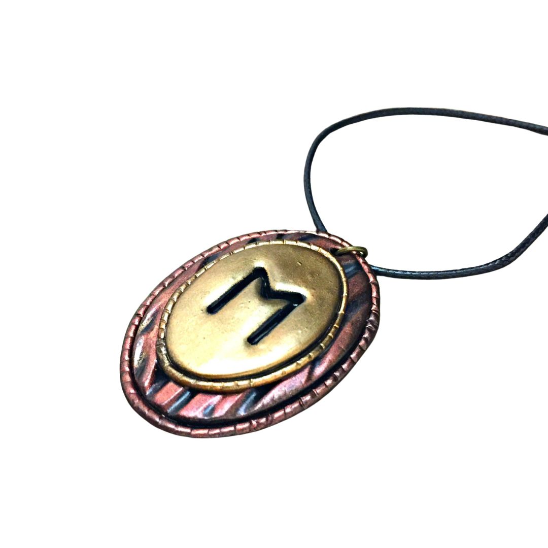 ehwaz rune symbol pendant on white background