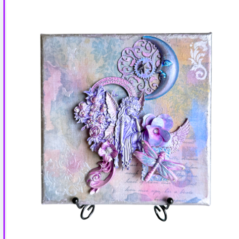 Decorative wall art with a dreamcatcher design on a pastel background