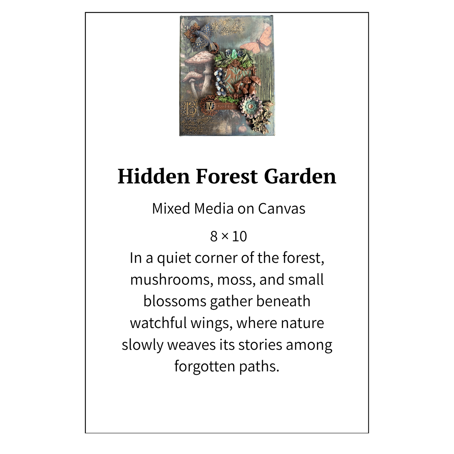 Hidden Forest Garden | Original Mushroom Art | Mixed Media Canvas