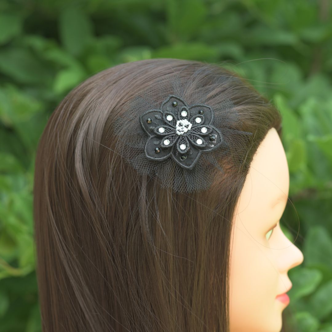 Small Gothic Skull Fascinator Hair Clip