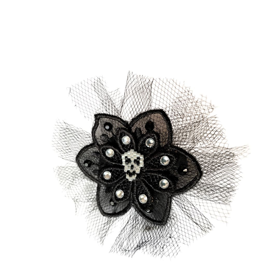 Small Gothic Skull Fascinator Hair Clip