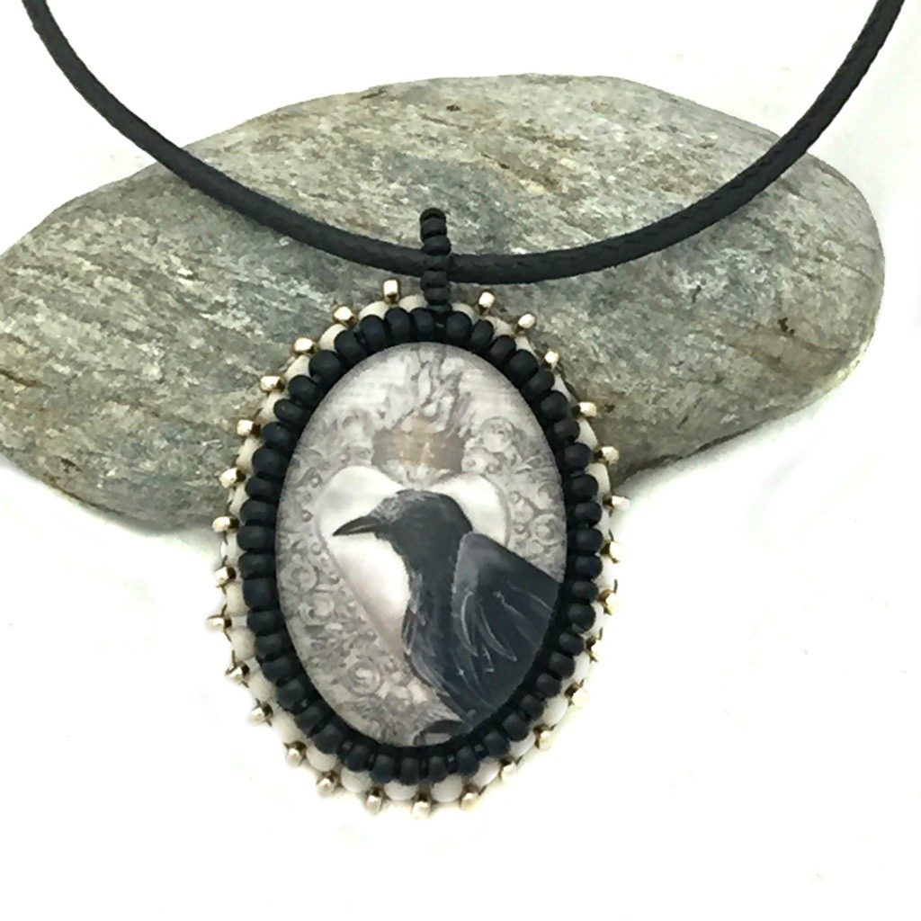 raven art necklace