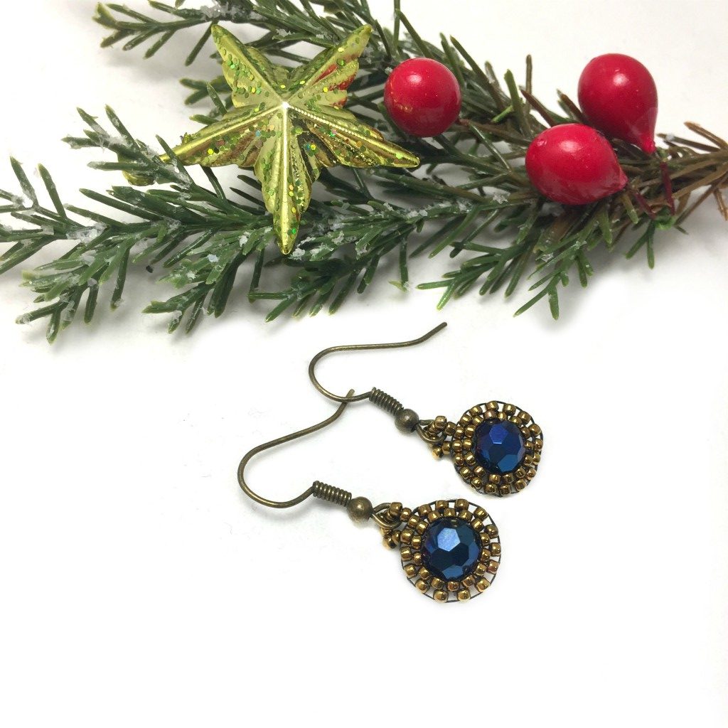 blue crystal earrings