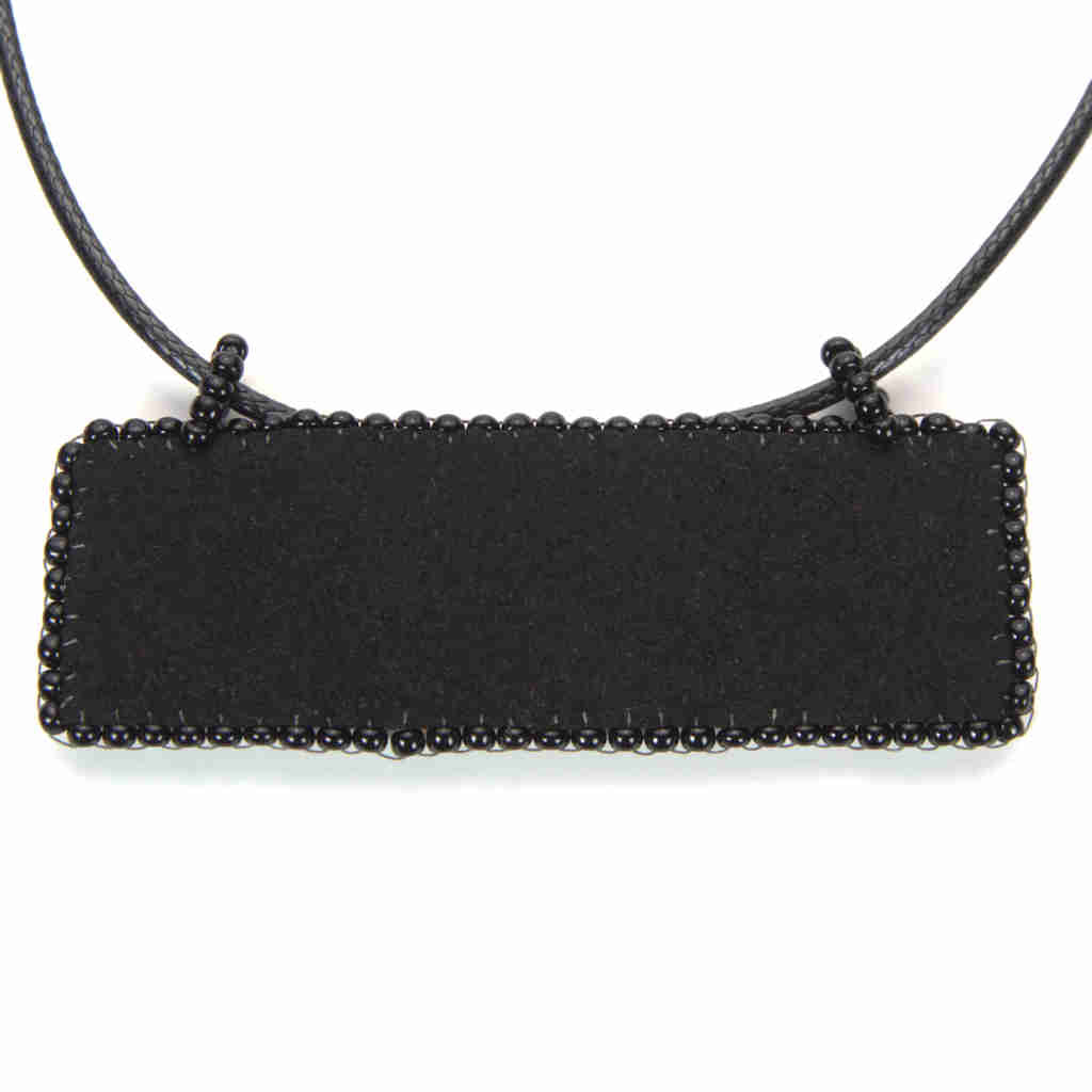 geometric bar pendant horizontal with turquoise, bonze, and black micro beads