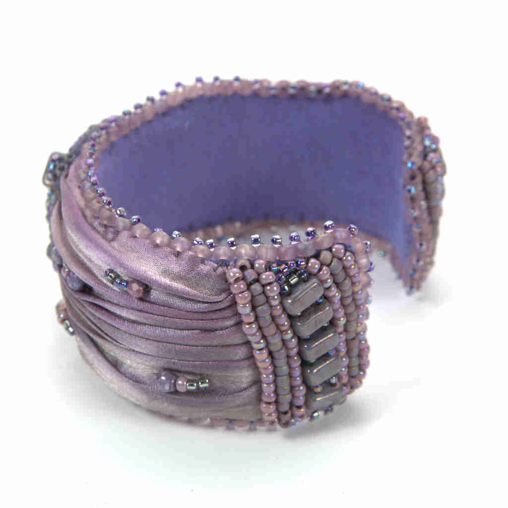 Shibori lavender beaded bangle