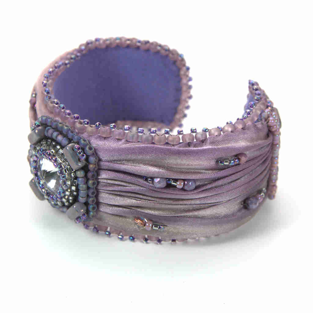 Shibori lavender beaded bangle