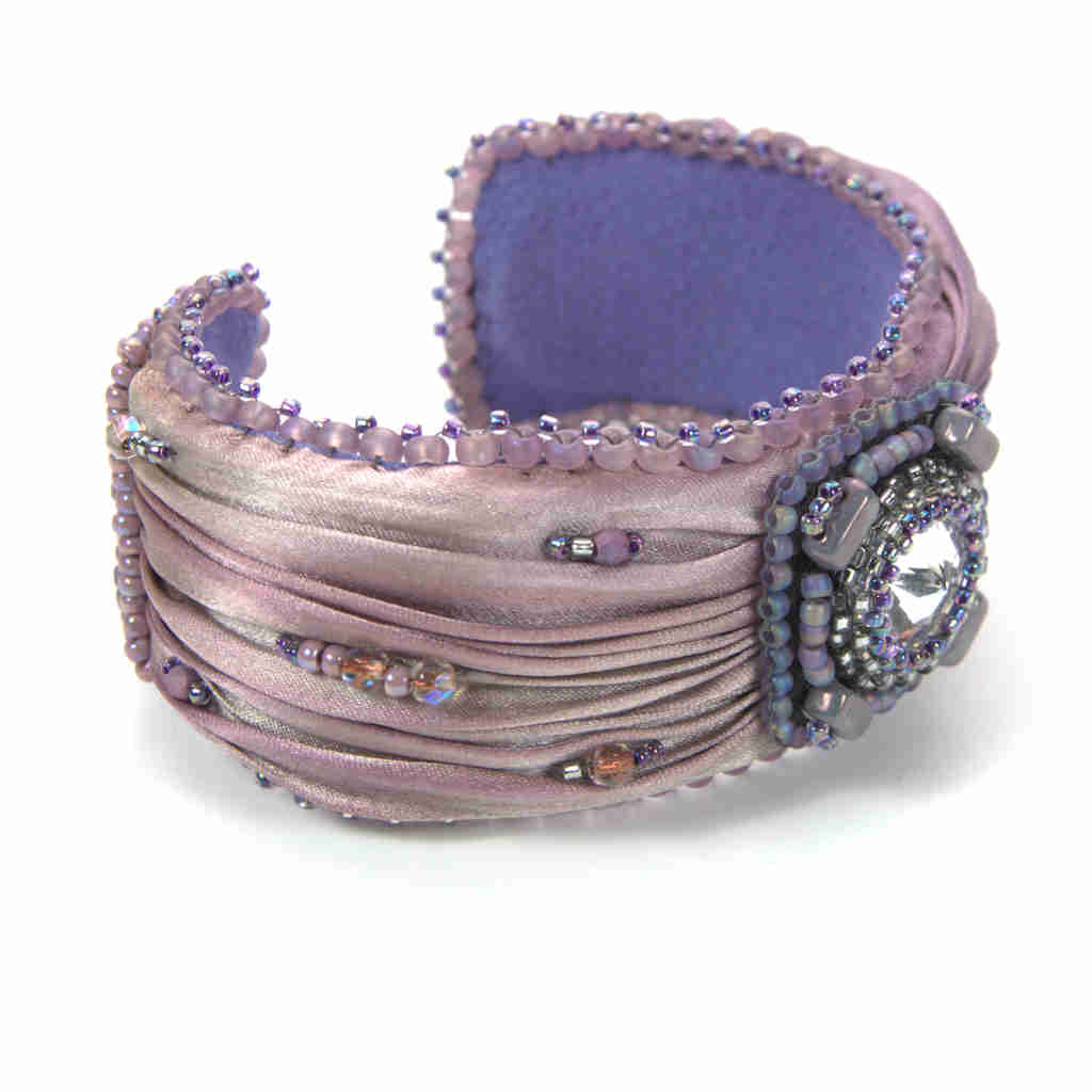 Shibori lavender beaded bangle