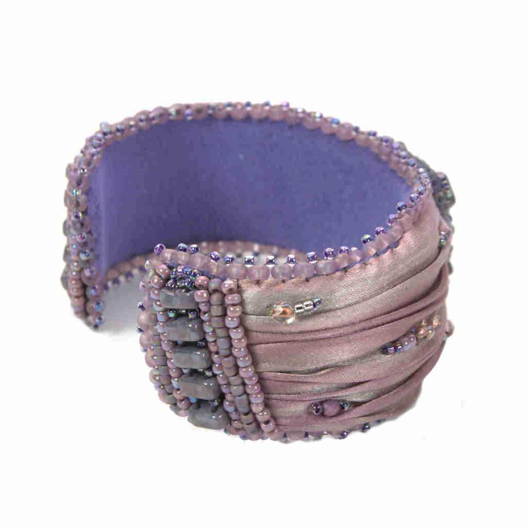 Shibori lavender beaded bangle