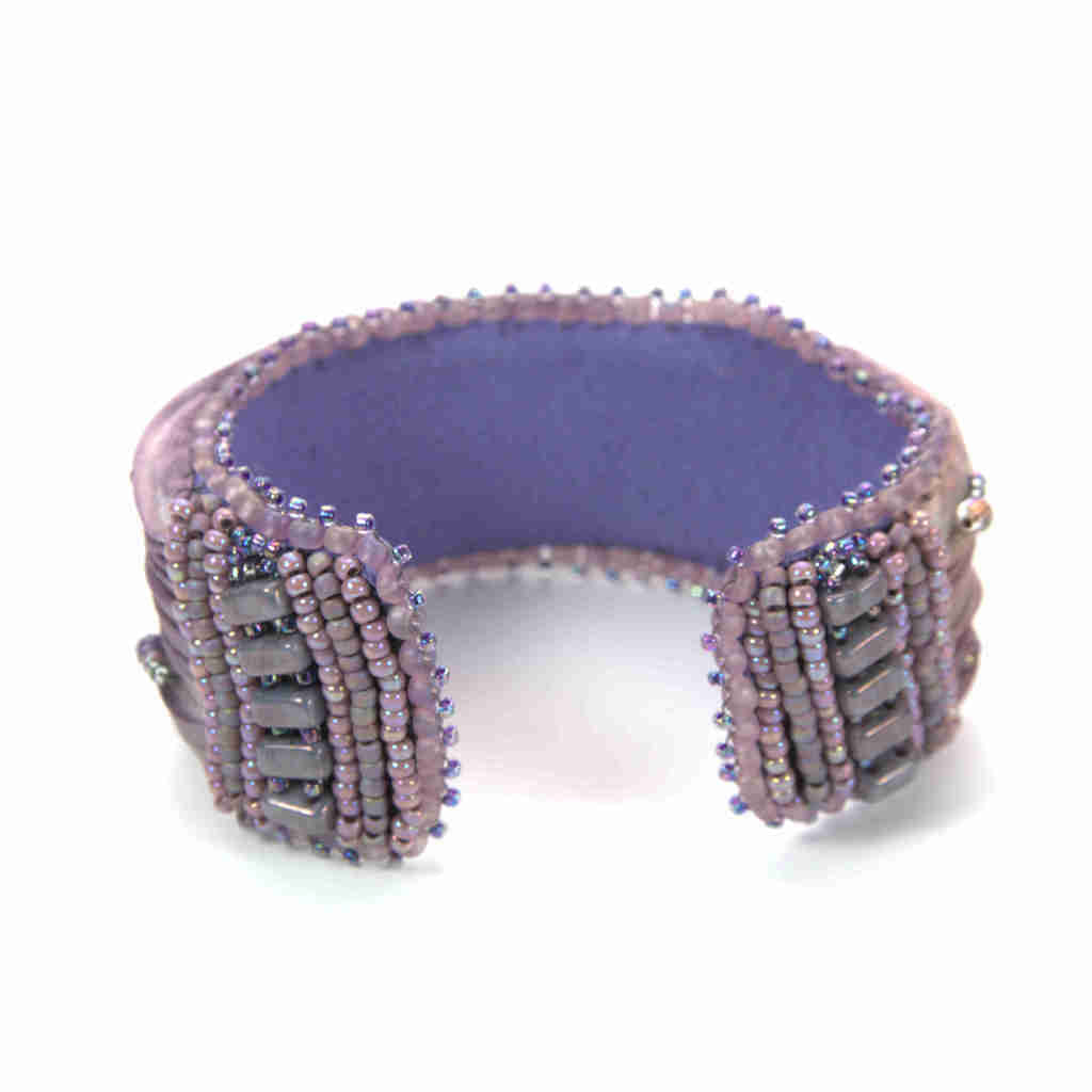 Shibori lavender beaded bangle