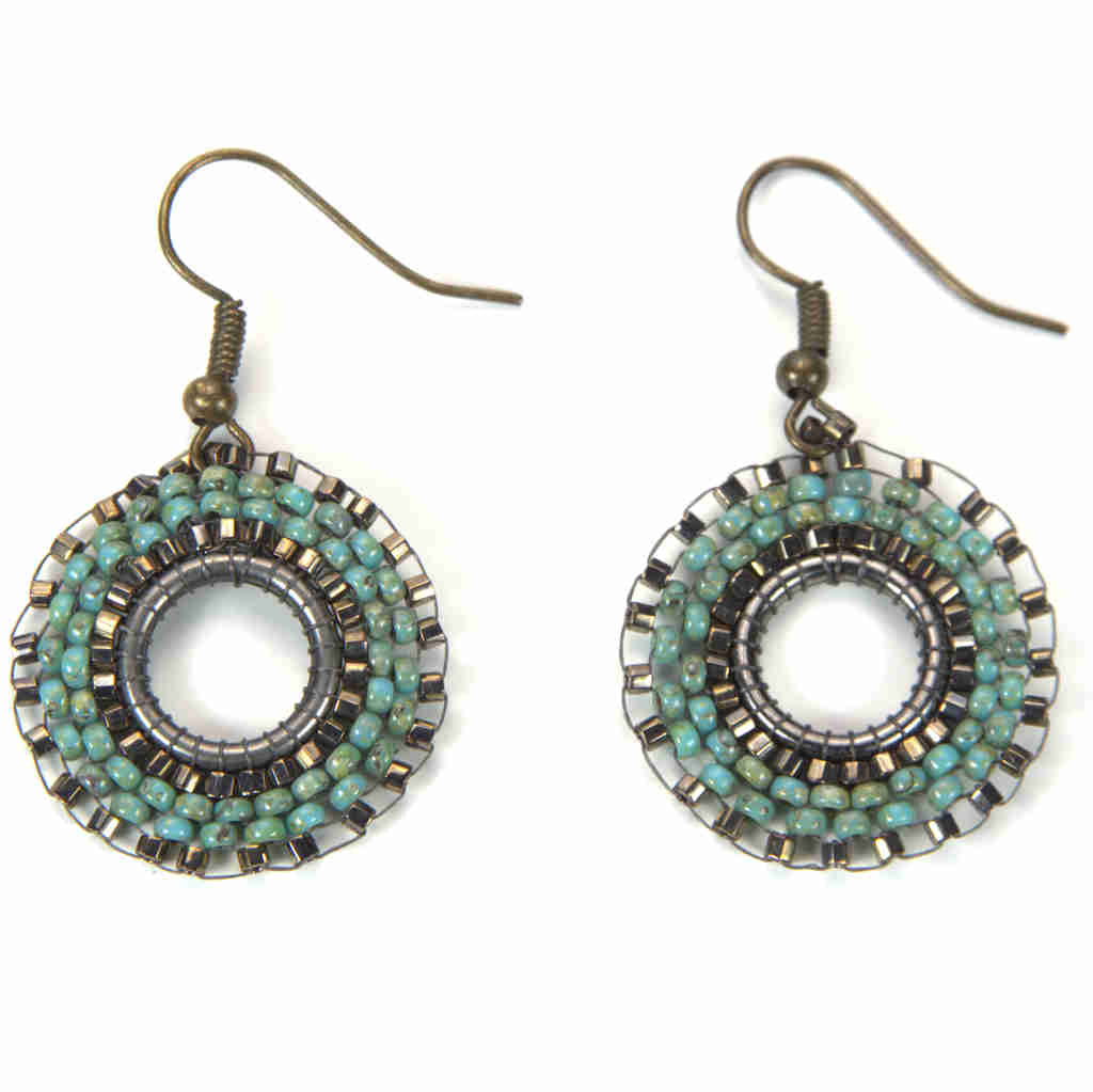 Boho round hoop earrings - turquoise