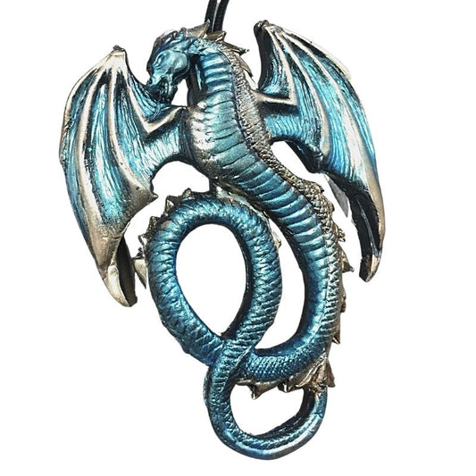Green fantasy dragon necklace