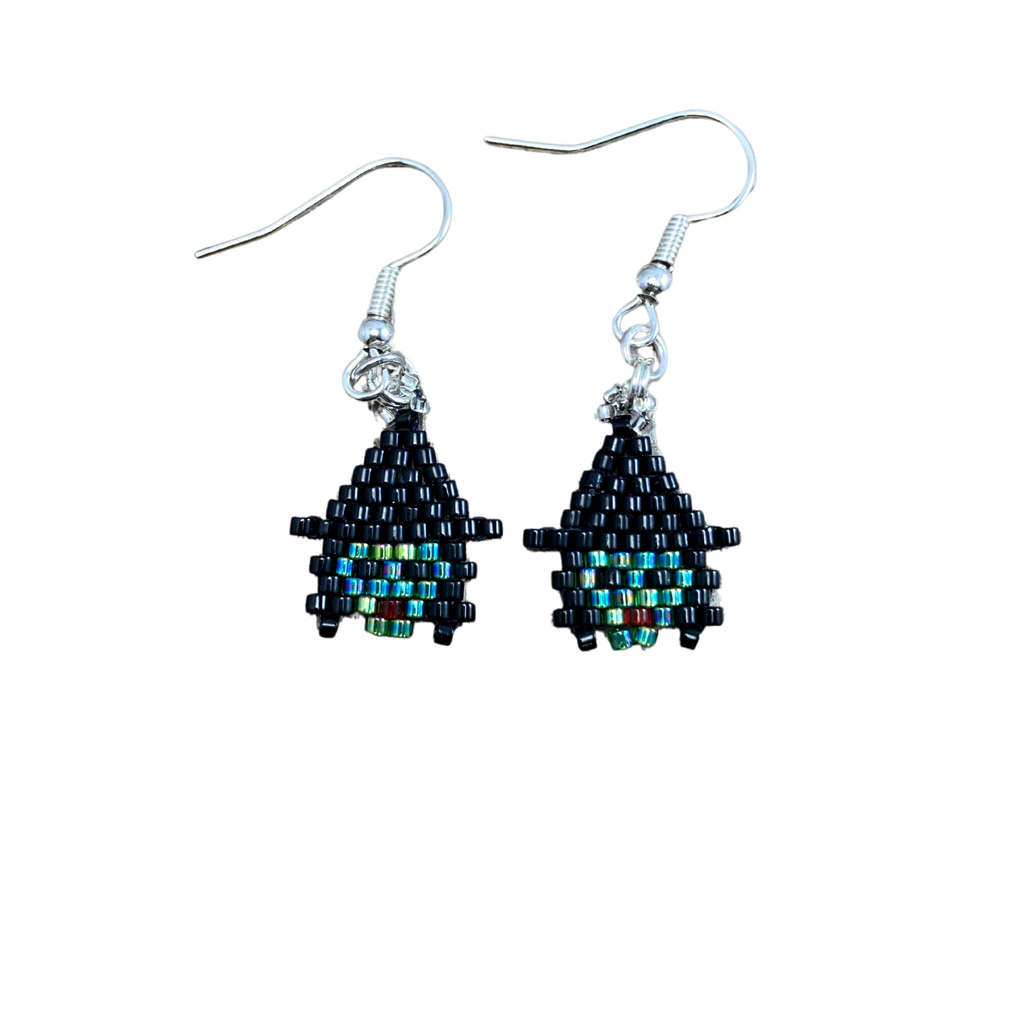 Halloween green witch seed bead earrings